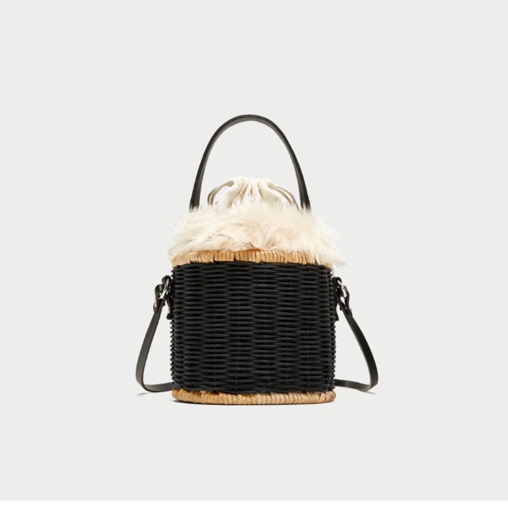 ZARA Raffia Bag with fur